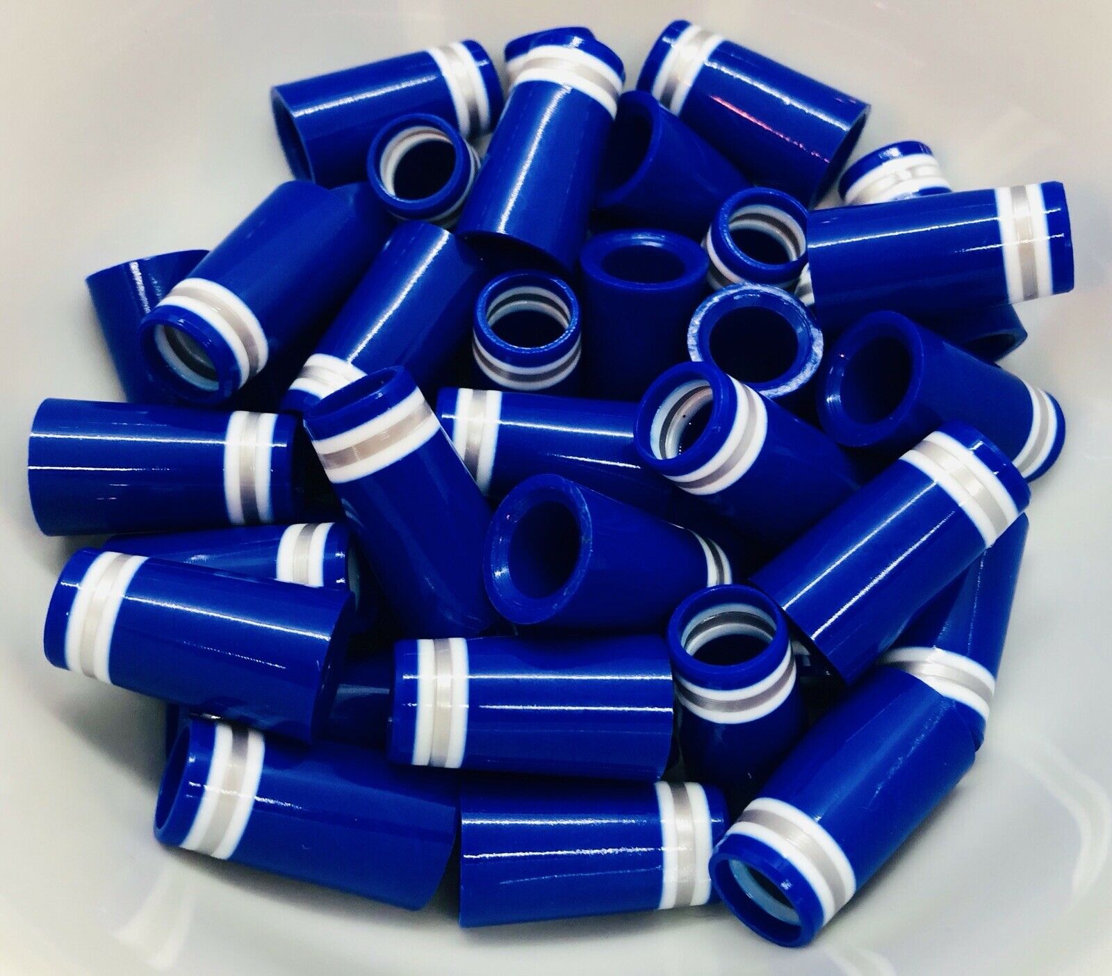 Premium Quality Iron Ferrules (Blue w/ Silver & White Rings) 1” - The Golf Club Trader