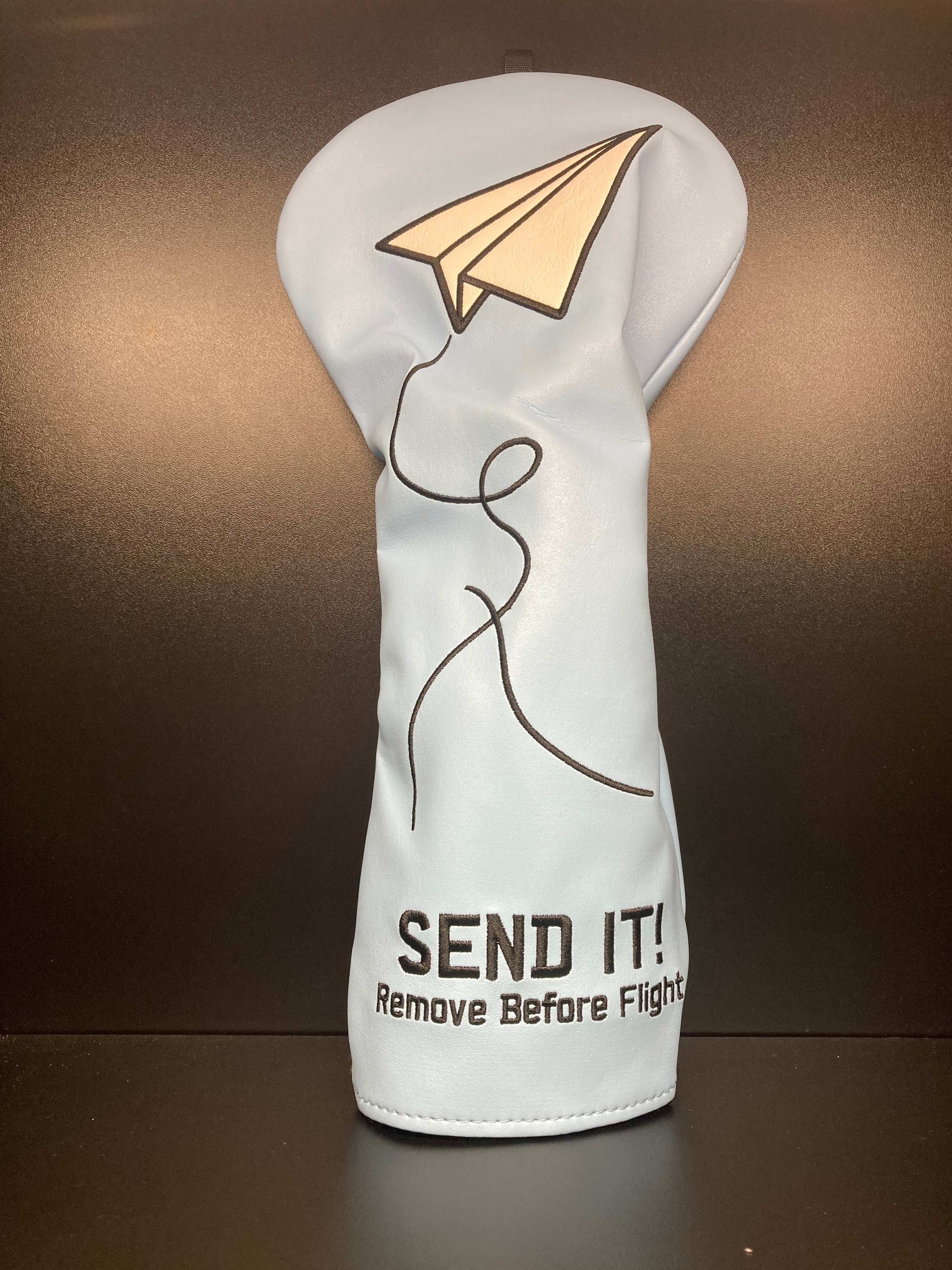 Blue Paper Airplane SEND IT! Headcover – The Golf Club Trader