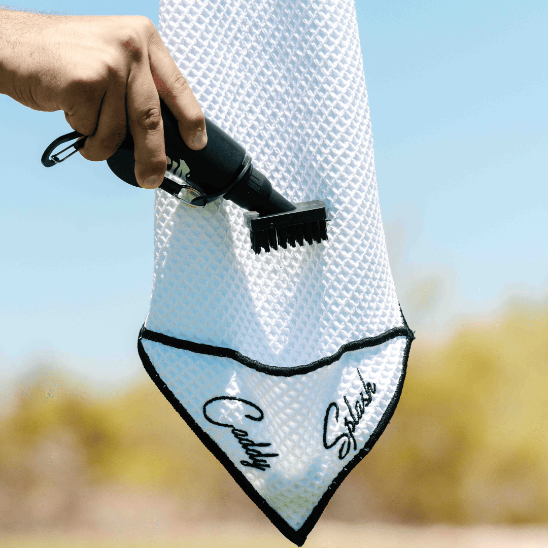 Magnetic Golf Towel with Ball Pocket - White - The Golf Club Trader