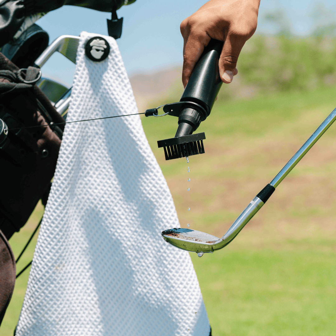 Magnetic Golf Towel with Ball Pocket - White - The Golf Club Trader