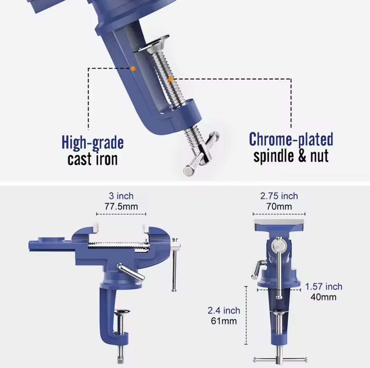 Golf Club Bench Vise Clamp With Bench Clamp for Re-Gripping & Club Repair