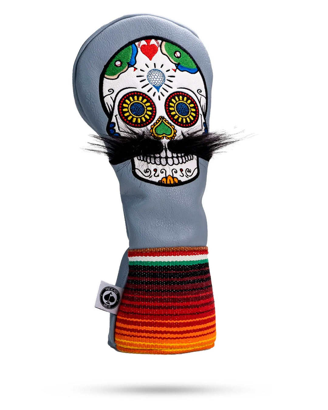 Mustache Sugar Skull - Driver Cover Gray – The Golf Club Trader