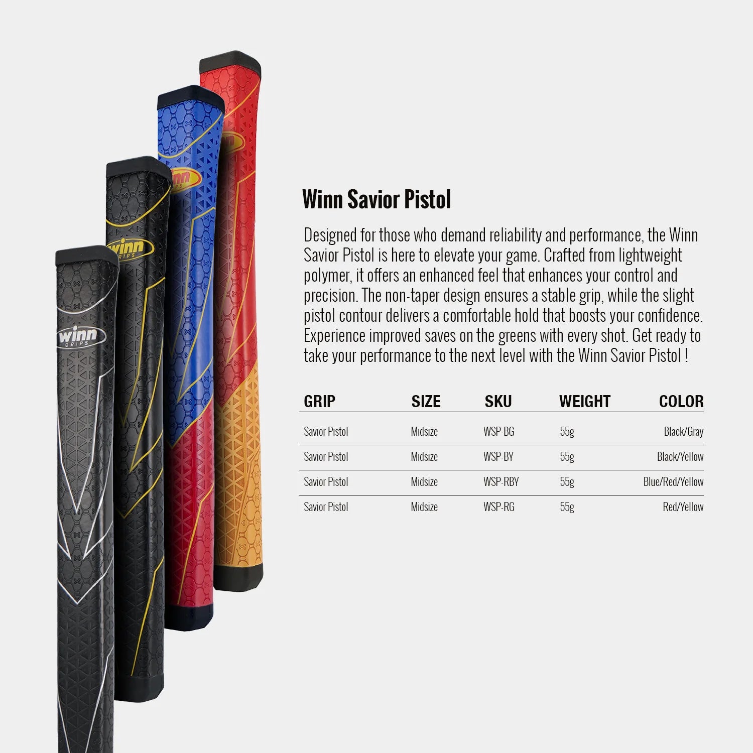 Winn Excel Tour Pistol Standard-Puttergriff
