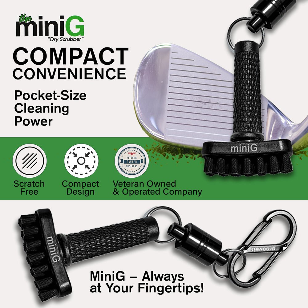 Grooveit miniG – Compact Dry Golf Club Cleaning Brush