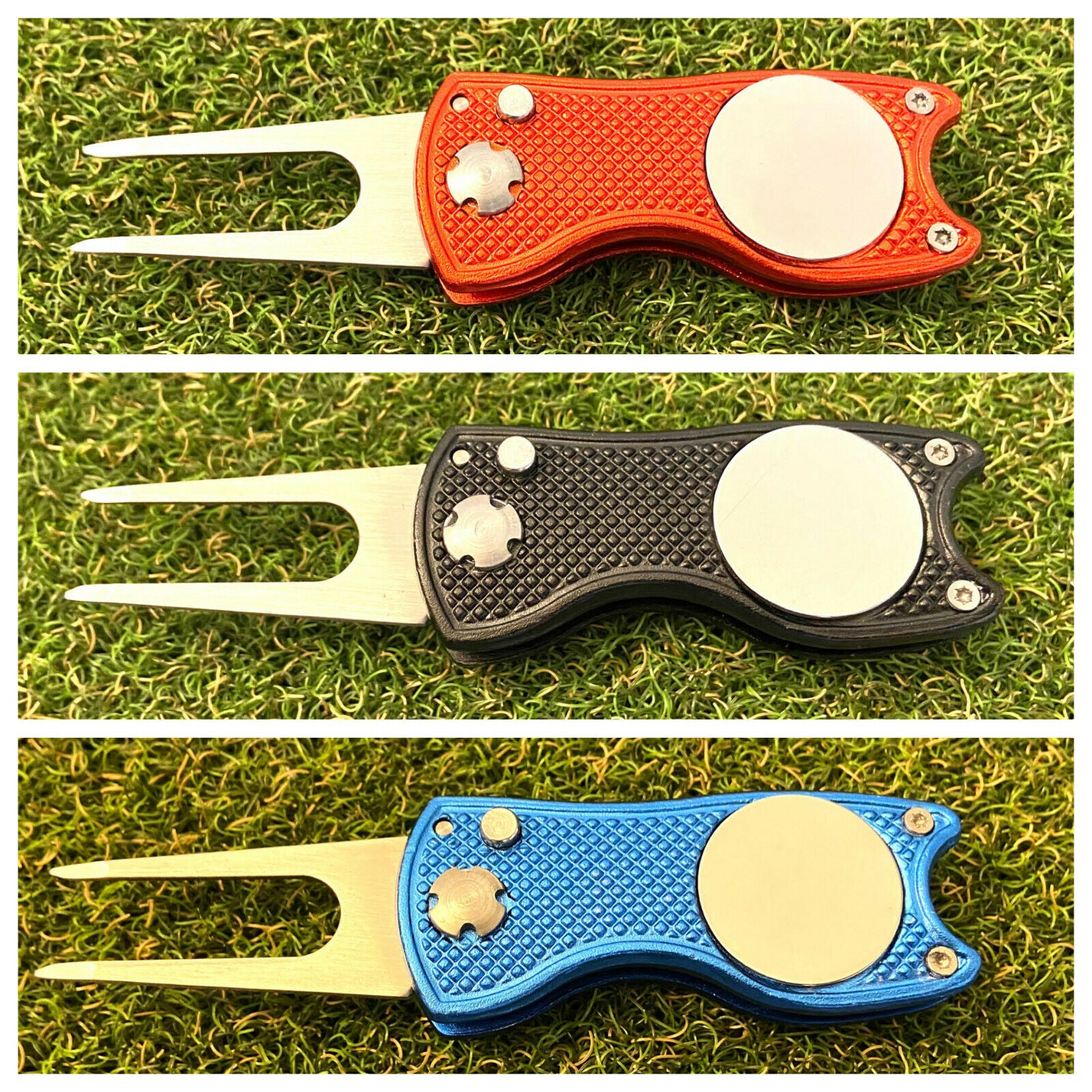 Golf Foldable Switchblade Divot Tool + Magnetic Ball Marker