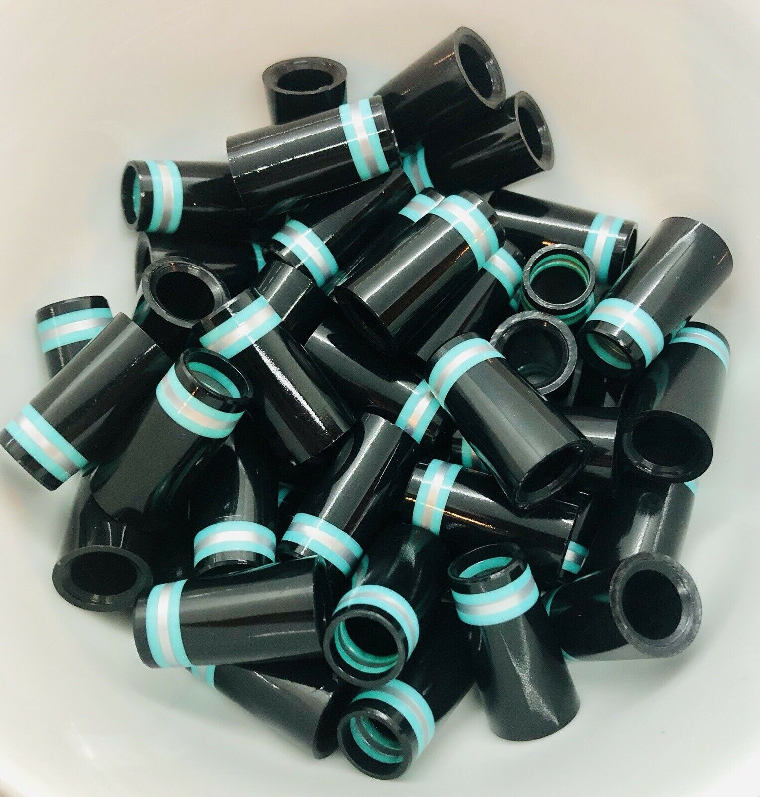 Premium Quality Iron Ferrules (Black w/ Silver & Turquoise Rings) 1” - The Golf Club Trader