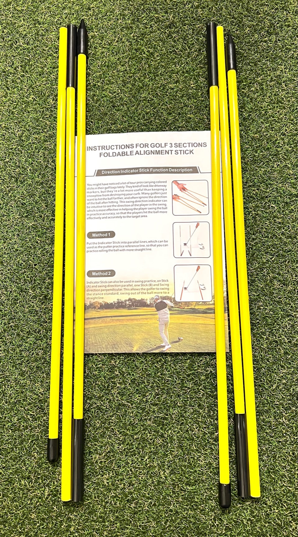 Folding 3-Section Golf Alignment Sticks w/ Instructions
