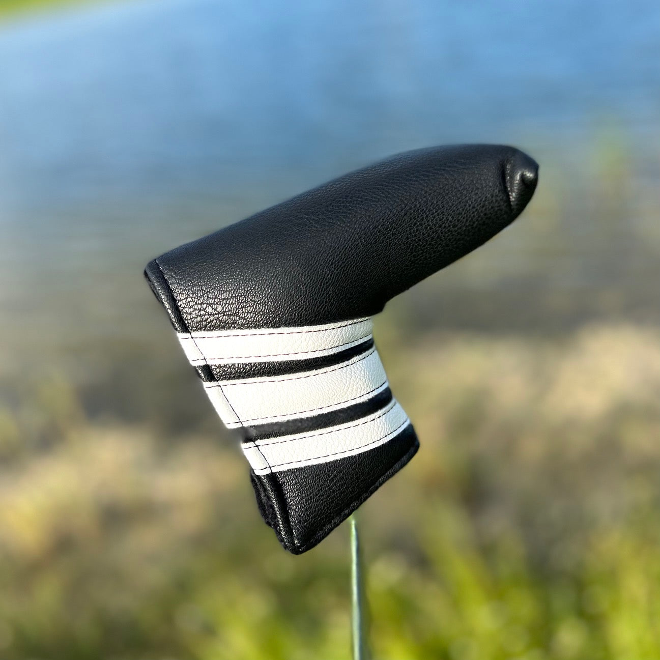 Couvre-tête de club de golf de style vintage noir + couvre-bâton d'alignement