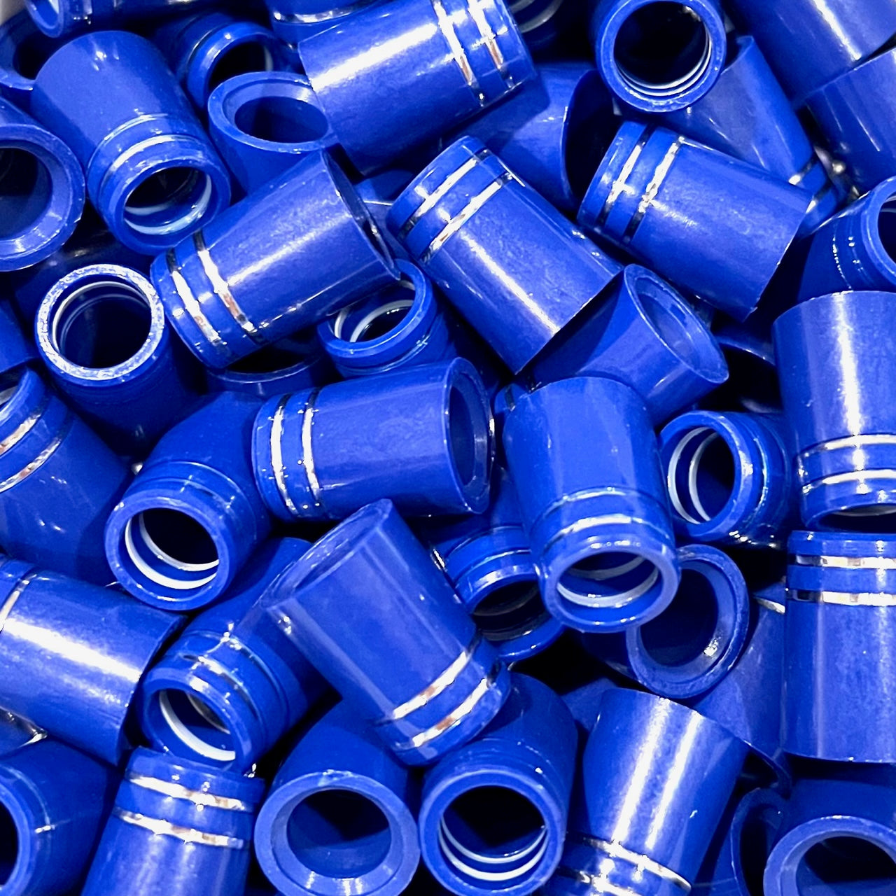 Iron Ferrules - Blue w/ Double Silver Ring - 0.75