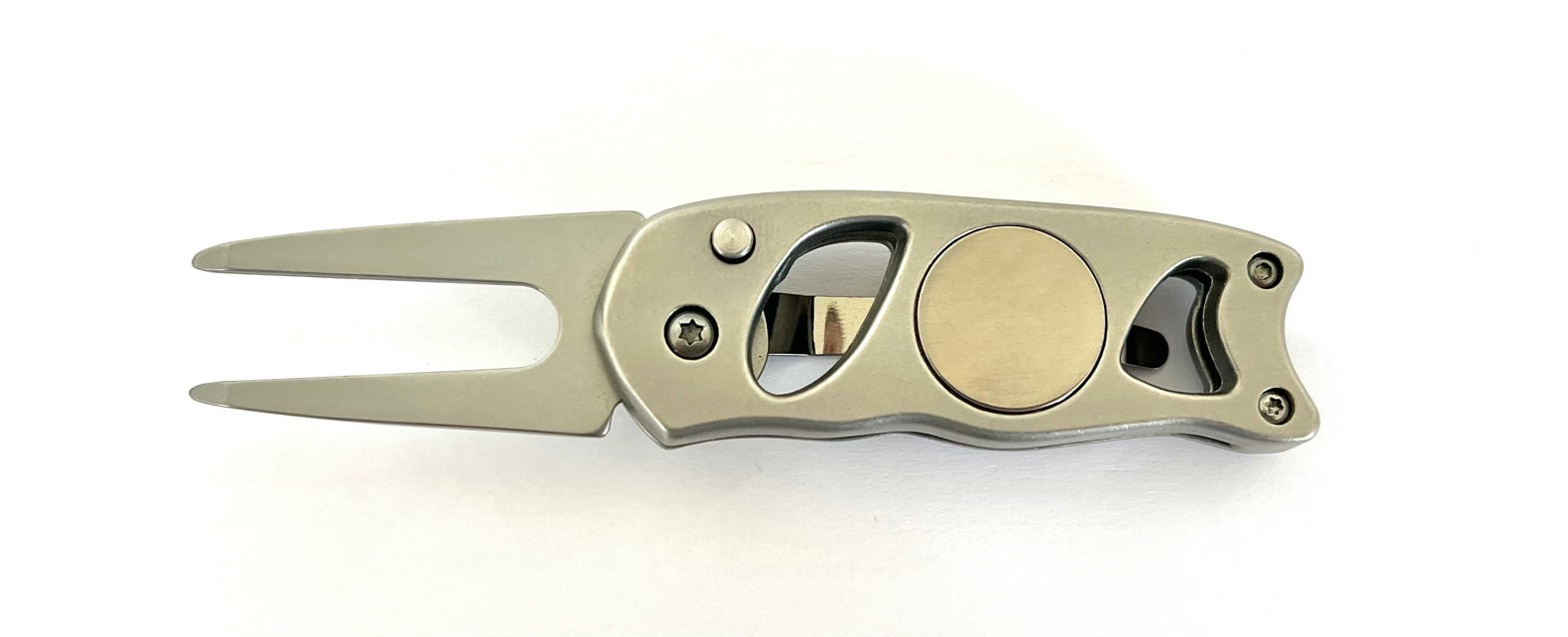 Golf Switchblade Divot Repair Tool w/ Ball Marker & Pocket Clip