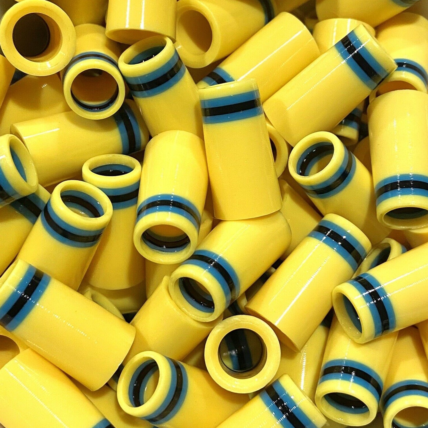 Premium Quality Iron Ferrules Yellow w/ Baby Blue & Black Rings 1 ...