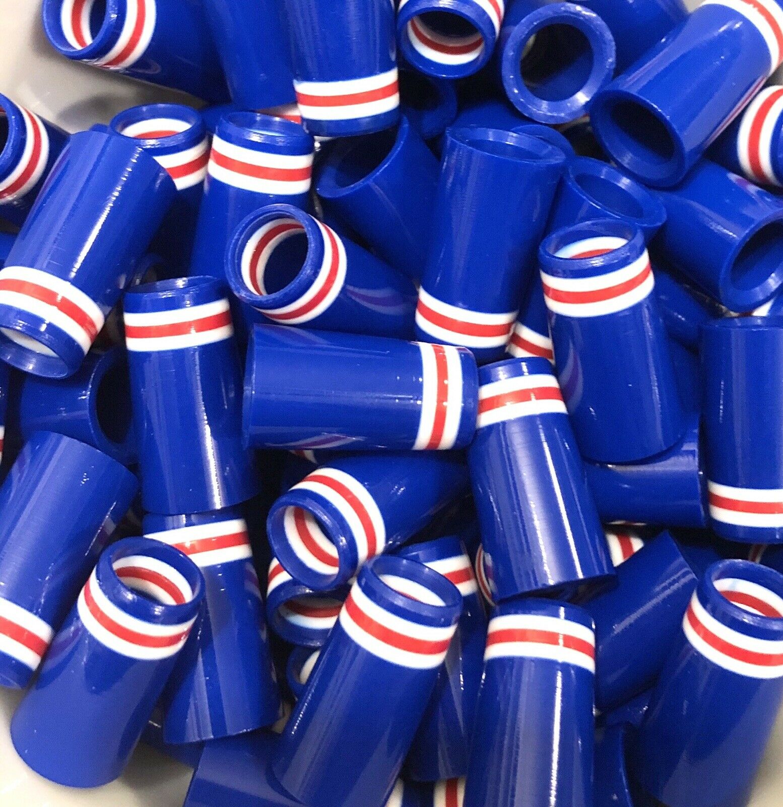 Premium Quality Iron Ferrules Blue w/ White & Red Rings 1” - The Golf Club Trader